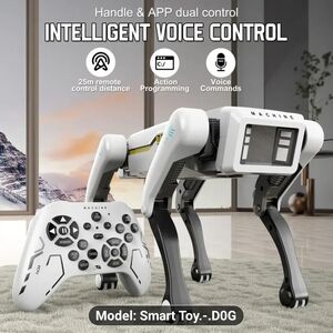 Machine Intelligent Voice Control Robot Dog - White and Black